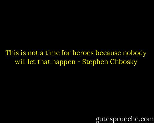 This is not a time for heroes because nobody will let that happen - Stephen Chbosky