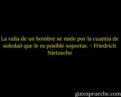 La valía de un hombre se mide por la cuantía de soledad que le es posible soportar. - Friedrich Nietzsche