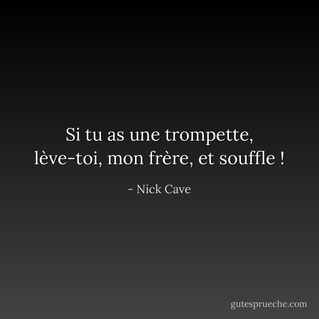 Si tu as une trompette, lève-toi, mon frère, et souffle ! - Nick Cave