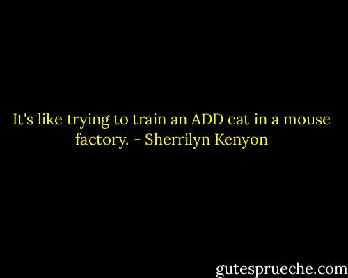 It's like trying to train an ADD cat in a mouse factory. - Sherrilyn Kenyon