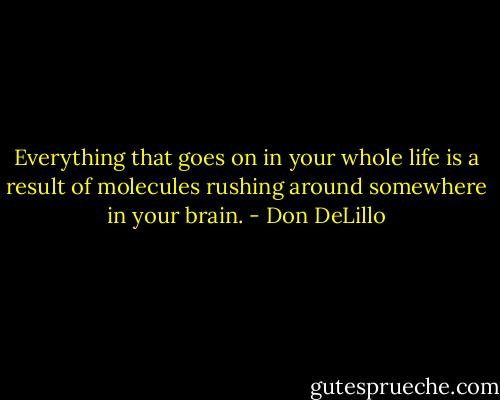 Everything that goes on in your whole life is a result of molecules rushing around somewhere in your brain. - Don DeLillo