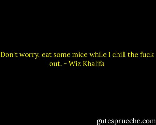 Don't worry, eat some mice while I chill the fuck out. - Wiz Khalifa