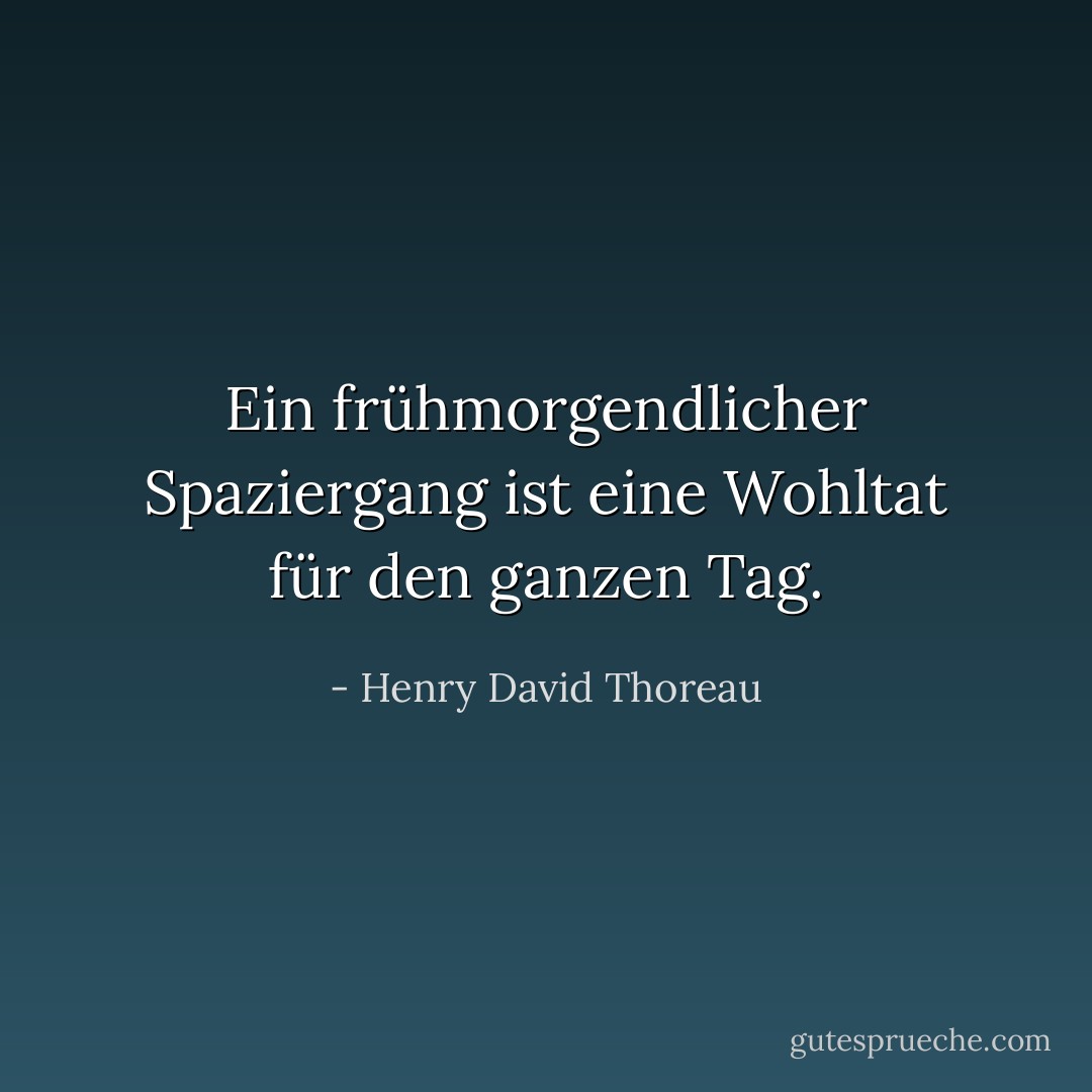 Ein frühmorgendlicher Spaziergang ist eine Wohltat für den ganzen Tag. - Henry David Thoreau<