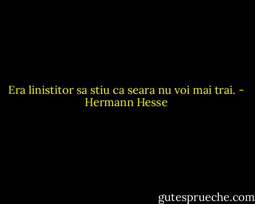 Era linistitor sa stiu ca seara nu voi mai trai. - Hermann Hesse