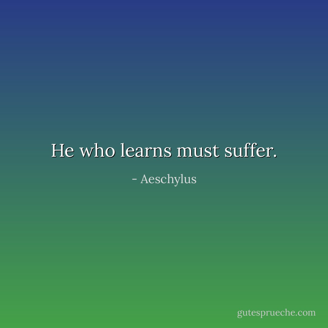 He who learns must suffer. - Aeschylus