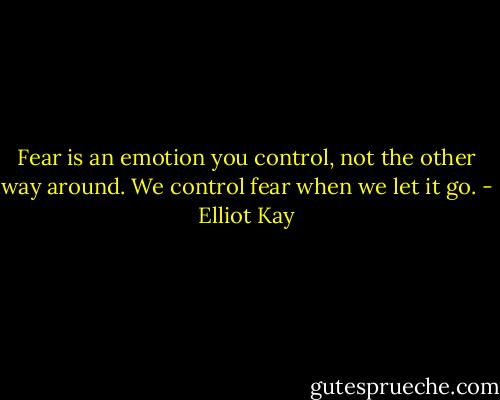 Fear is an emotion you control, not the other way around. We control fear when we let it go. - Elliot Kay