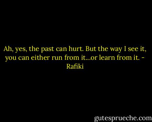 Ah, yes, the past can hurt. But the way I see it, you can either run from it...or learn from it. - Rafiki