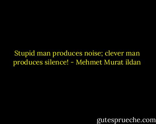 Stupid man produces noise; clever man produces silence! - Mehmet Murat ildan