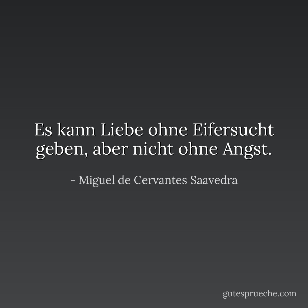 Es kann Liebe ohne Eifersucht geben, aber nicht ohne Angst. - Miguel de Cervantes Saavedra<