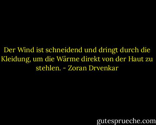 Der Wind ist schneidend und dringt durch die Kleidung, um die Wärme direkt von der Haut zu stehlen. - Zoran Drvenkar