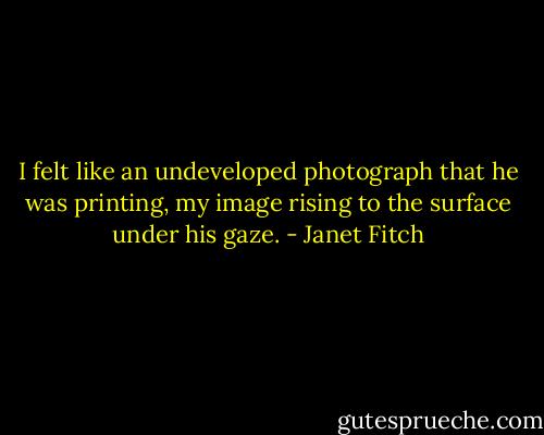I felt like an undeveloped photograph that he was printing, my image rising to the surface under his gaze. - Janet Fitch