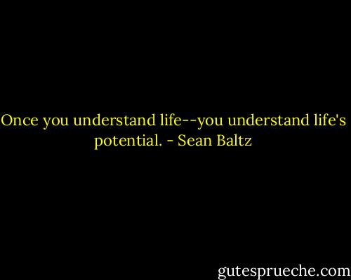 Once you understand life--you understand life's potential. - Sean Baltz