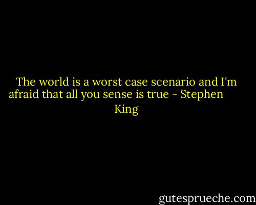 The world is a worst case scenario and I'm afraid that all you sense is true - Stephen        King