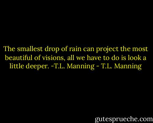 The smallest drop of rain can project the most beautiful of visions, all we have to do is look a little deeper. -T.L. Manning - T.L. Manning
