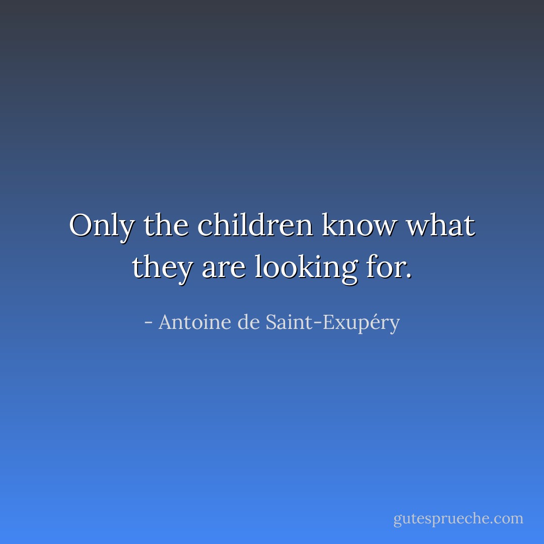 Only the children know what they are looking for. - Antoine de Saint-Exupéry