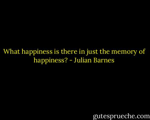 What happiness is there in just the memory of happiness? - Julian Barnes