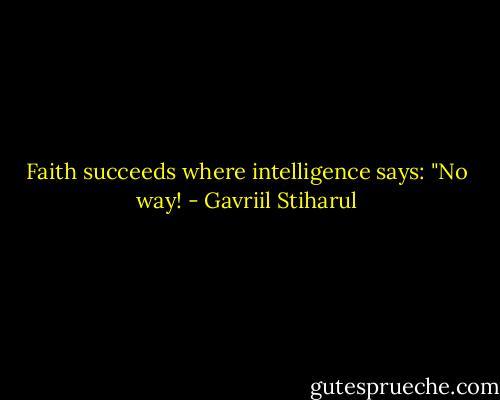 Faith succeeds where intelligence says: "No way! - Gavriil Stiharul