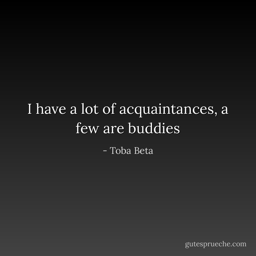 I have a lot of acquaintances, a few are buddies - Toba Beta