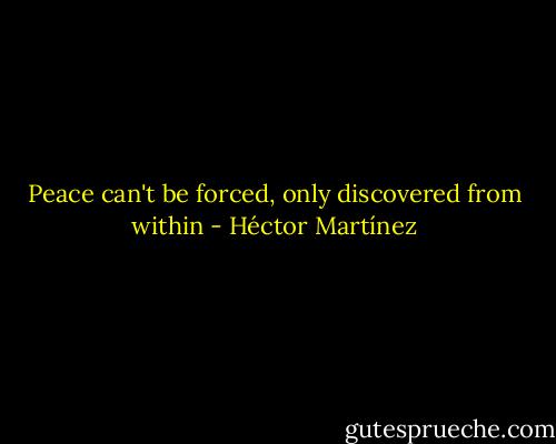 Peace can't be forced, only discovered from within - Héctor Martínez