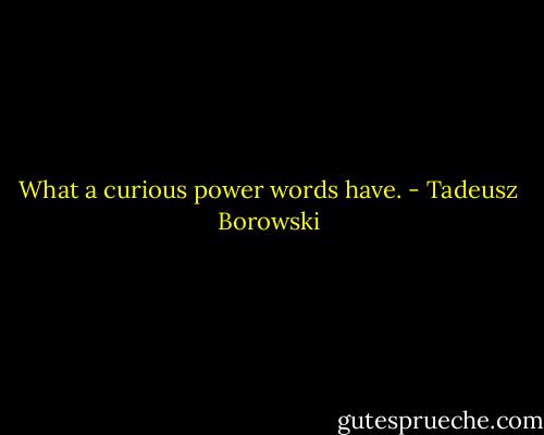What a curious power words have. - Tadeusz Borowski