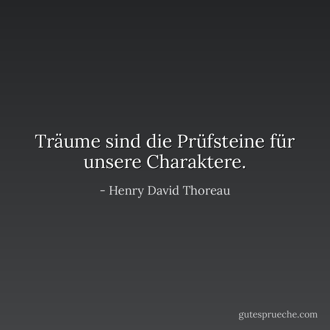 Träume sind die Prüfsteine für unsere Charaktere. - Henry David Thoreau<