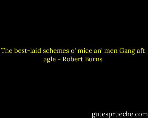 The best-laid schemes o' mice an' men<br />Gang aft agle - Robert Burns