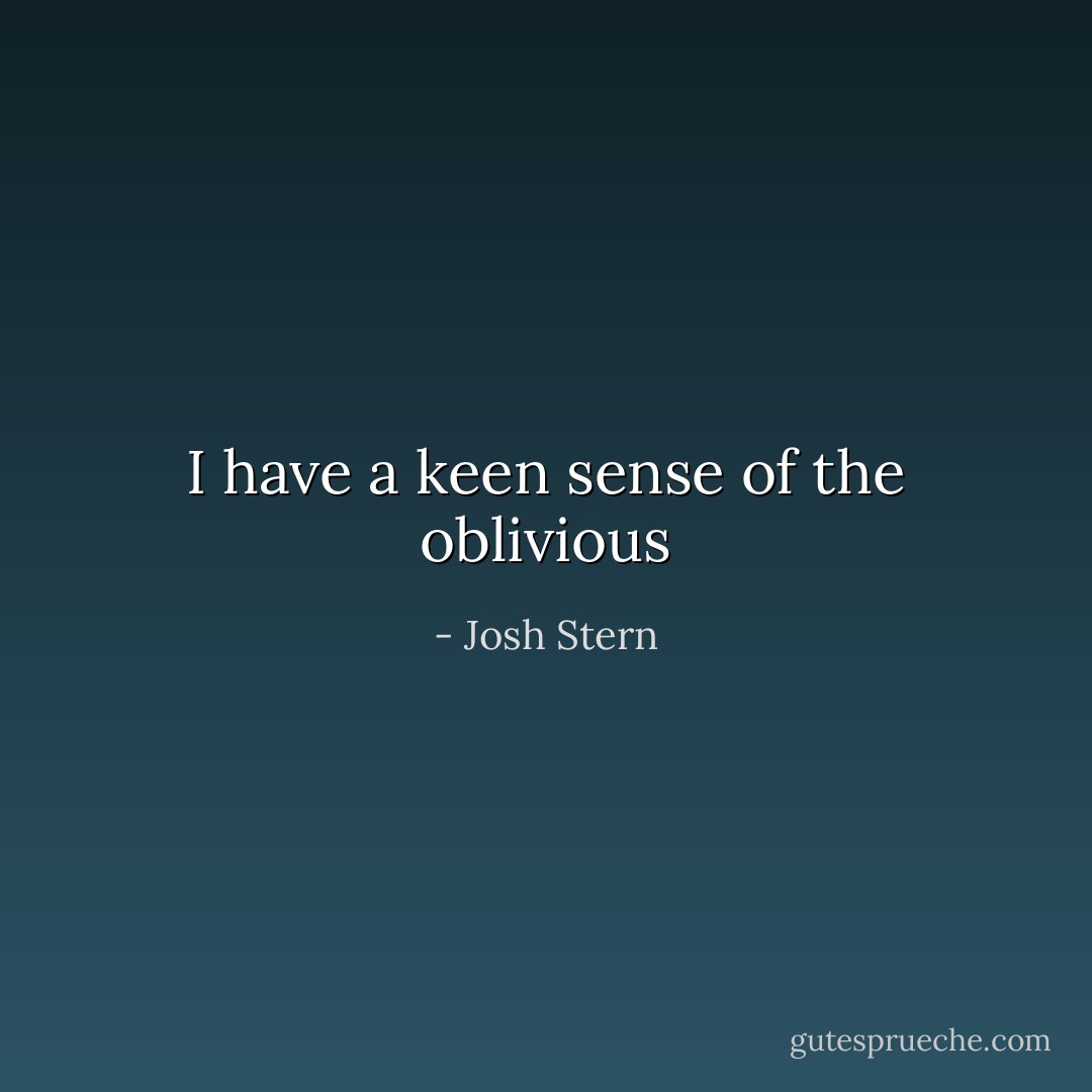 I have a keen sense of the oblivious - Josh Stern