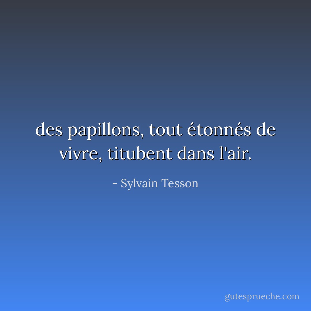 des papillons, tout étonnés de vivre, titubent dans l'air. - Sylvain Tesson