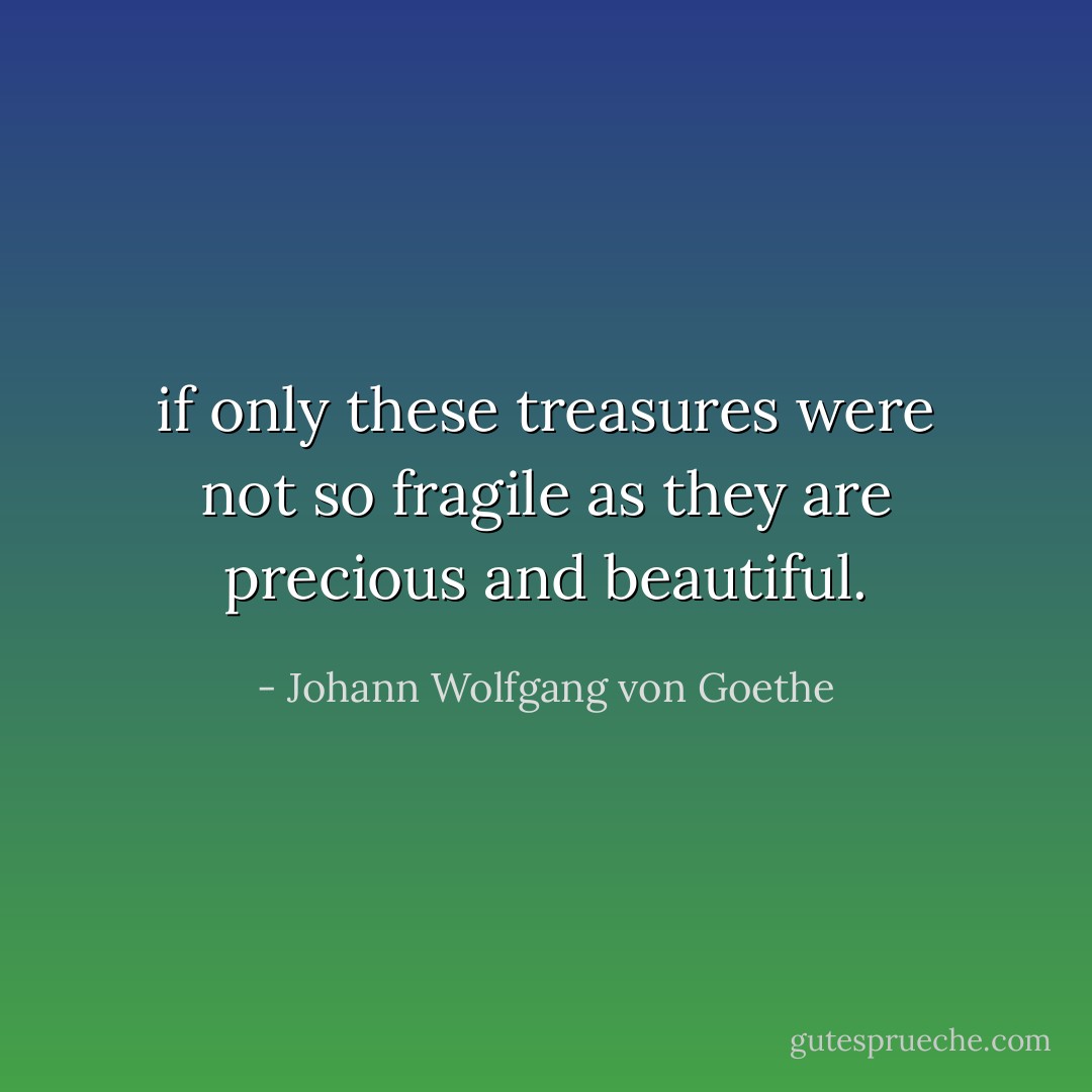 if only these treasures were not so fragile as they are precious and beautiful. - Johann Wolfgang von Goethe