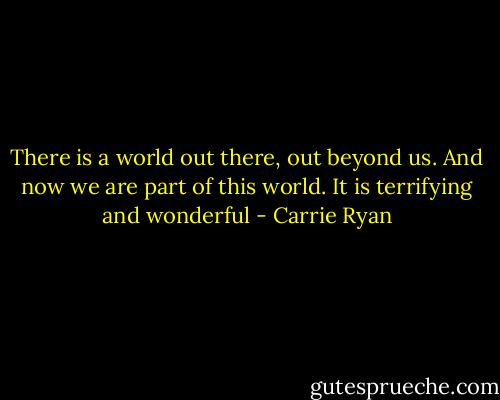 There is a world out there, out beyond us. And now we are part of this world. It is terrifying and wonderful - Carrie Ryan