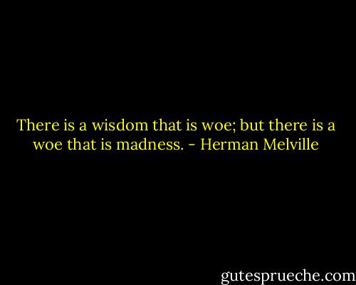 There is a wisdom that is woe; but there is a woe that is madness. - Herman Melville