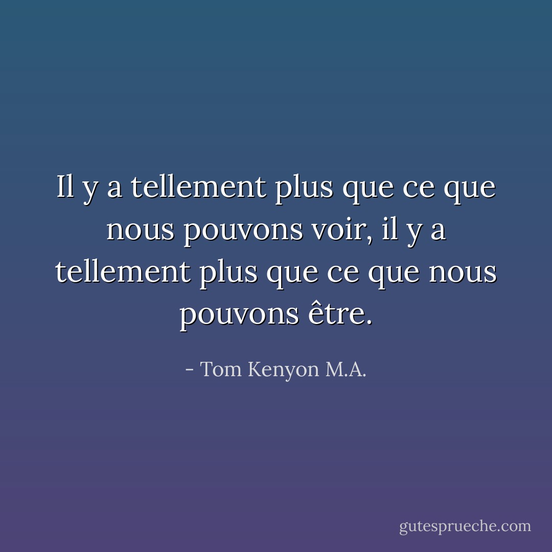 Il y a tellement plus que ce que nous pouvons voir, il y a tellement plus que ce que nous pouvons être. - Tom Kenyon M.A.