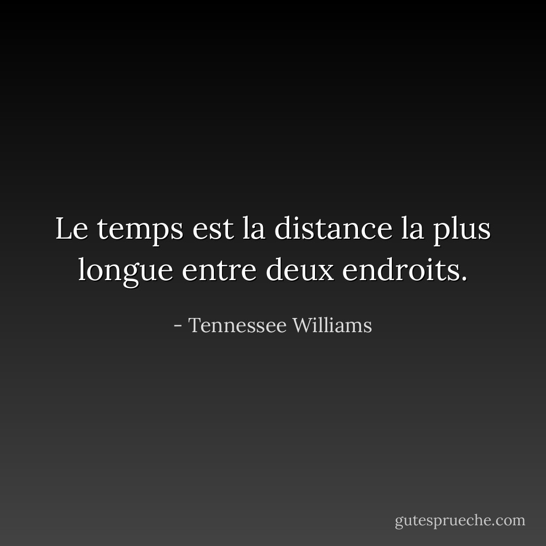 Le temps est la distance la plus longue entre deux endroits. - Tennessee Williams