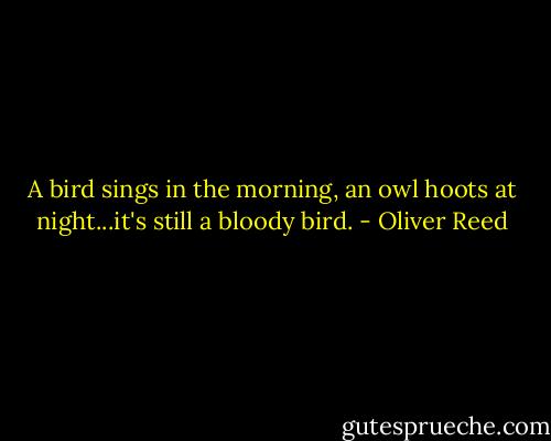 A bird sings in the morning, an owl hoots at night...it's still a bloody bird. - Oliver Reed