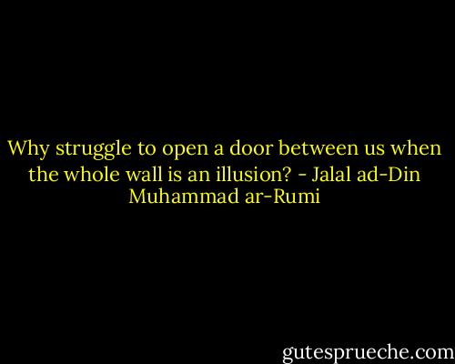 Why struggle to open a door between us when the whole wall is an illusion? - Jalal ad-Din Muhammad ar-Rumi