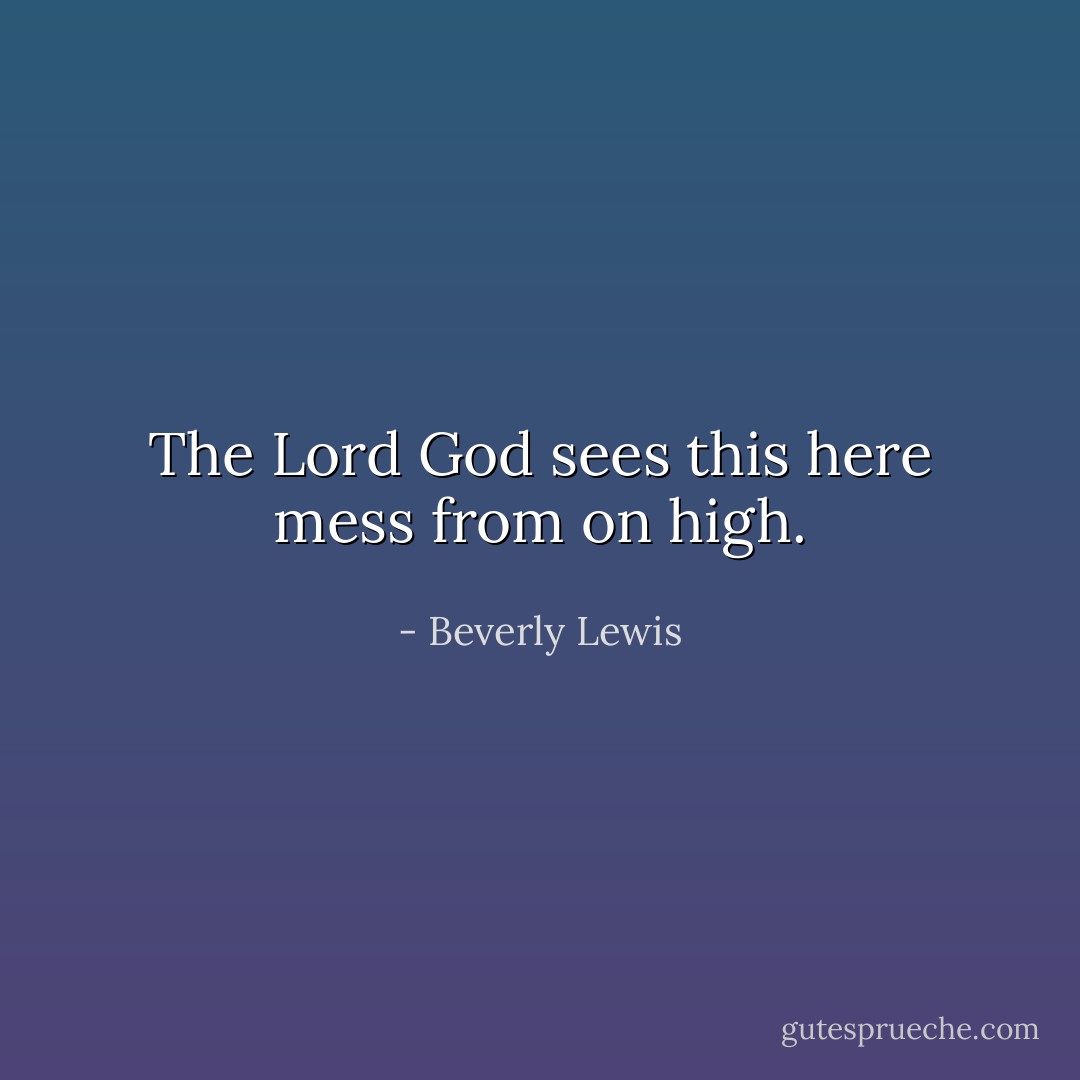 The Lord God sees this here mess from on high. - Beverly Lewis