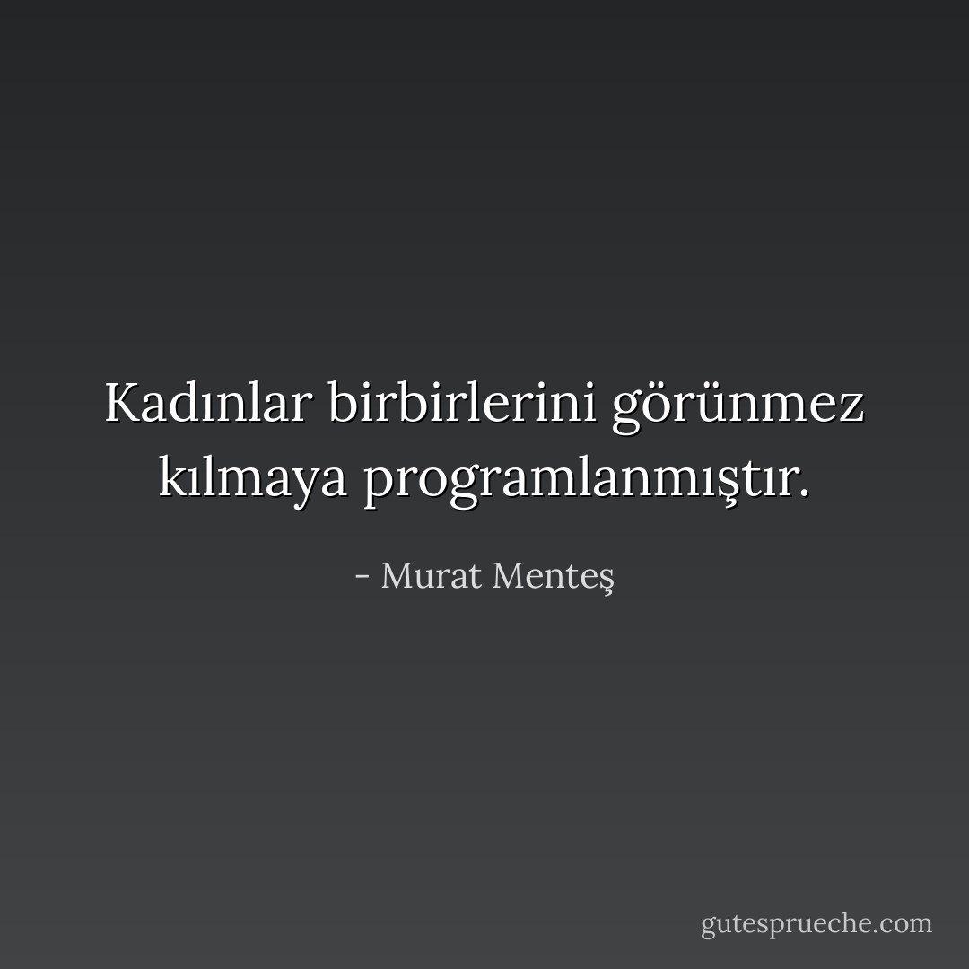 Kadınlar birbirlerini görünmez kılmaya programlanmıştır. - Murat Menteş