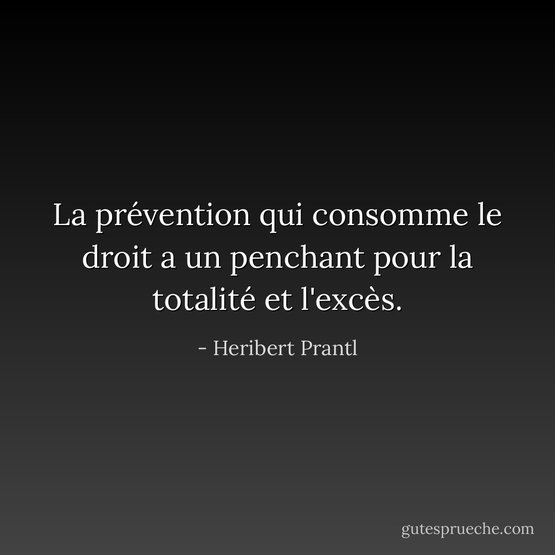 La prévention qui consomme le droit a un penchant pour la totalité et l'excès. - Heribert Prantl