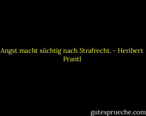 Angst macht süchtig nach Strafrecht. - Heribert Prantl