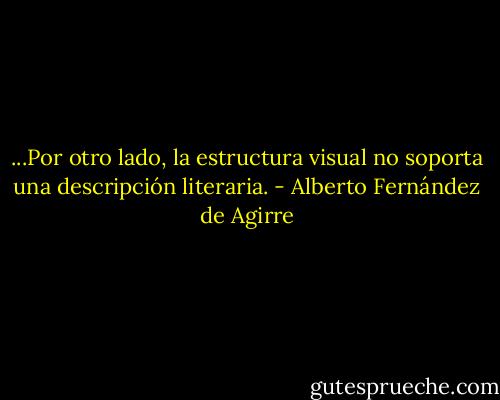 ...Por otro lado, la estructura visual no soporta una descripción literaria. - Alberto Fernández de Agirre