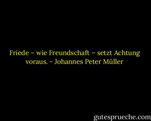 Friede – wie Freundschaft – setzt Achtung voraus. - Johannes Peter Müller