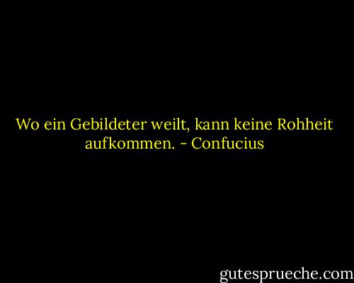 Wo ein Gebildeter weilt, kann keine Rohheit aufkommen. - Confucius