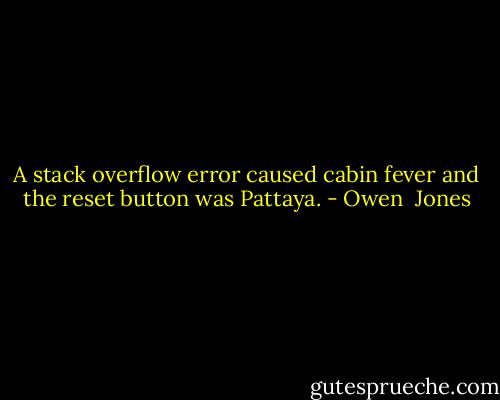 A stack overflow error caused cabin fever and the reset button was Pattaya. - Owen  Jones