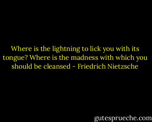 Where is the lightning to lick you with its tongue? Where is the madness with which you should be cleansed - Friedrich Nietzsche