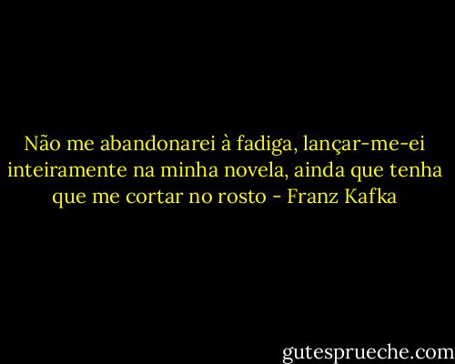 Não me abandonarei à fadiga, lançar-me-ei inteiramente na minha novela, ainda que tenha que me cortar no rosto - Franz Kafka