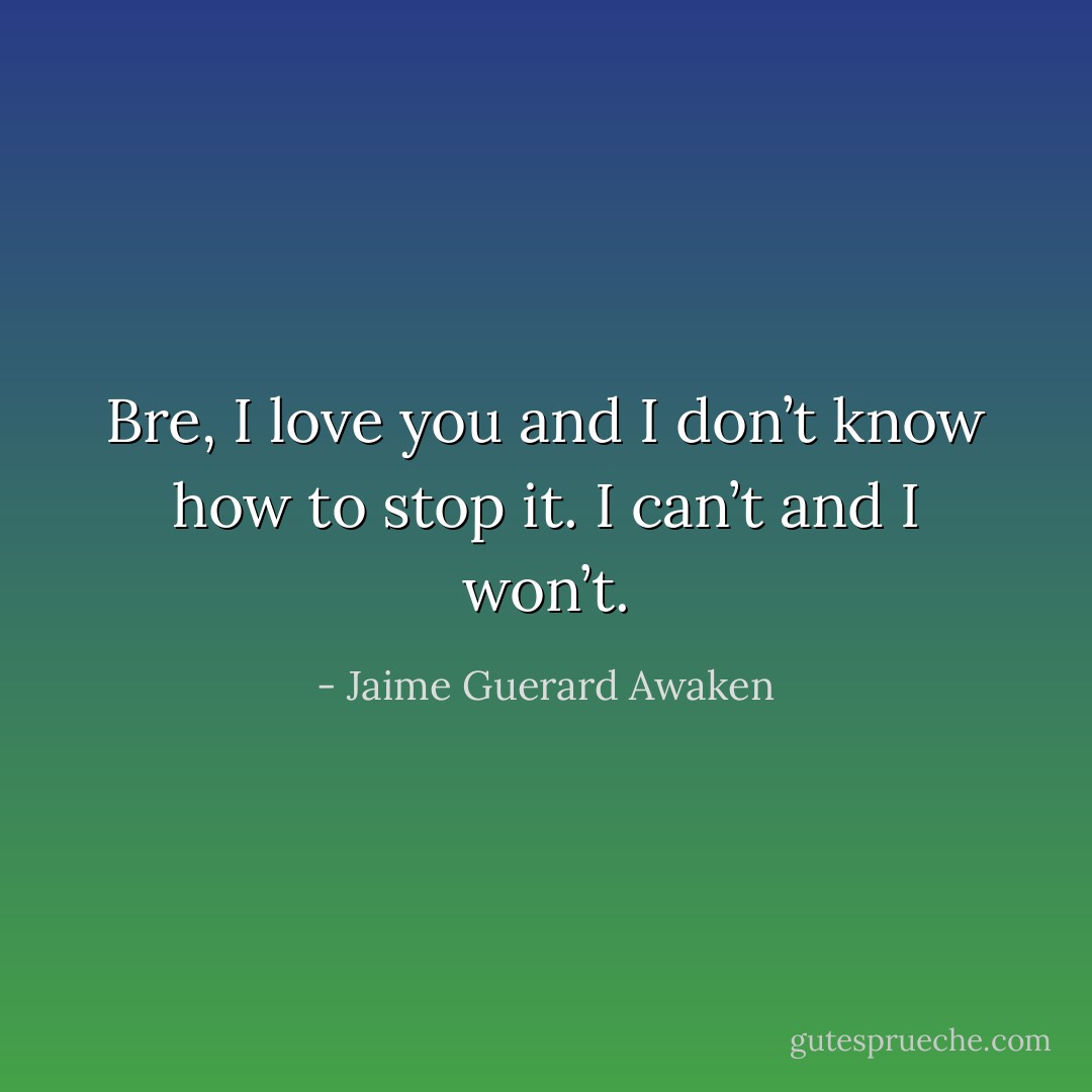 Bre, I love you and I don’t know how to stop it. I can’t and I won’t. - Jaime Guerard Awaken
