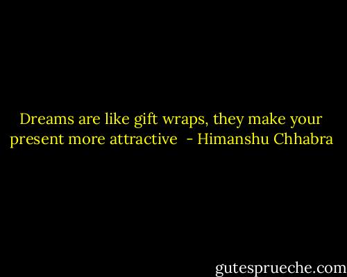 Dreams are like gift wraps, they make your present more attractive  - Himanshu Chhabra