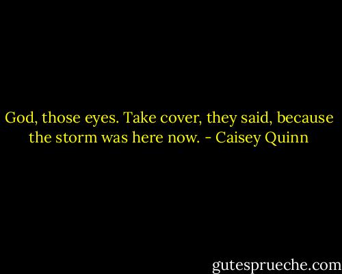 God, those eyes. Take cover, they said, because the storm was here now. - Caisey Quinn