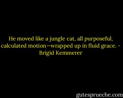He moved like a jungle cat, all purposeful, calculated motion—wrapped up in fluid grace. - Brigid Kemmerer