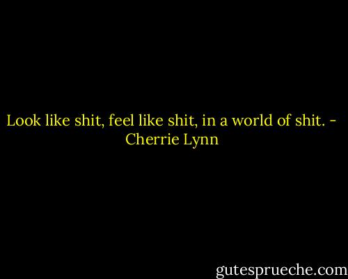 Look like shit, feel like shit, in a world of shit. - Cherrie Lynn